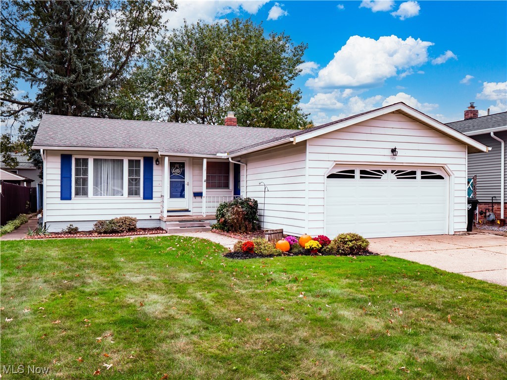 3 Bedroom (with 4th bedroom or Large Office in Basement), 1.5 Bath Ranch in sought after area of Brook Park!  Fully Fenced Yard, Covered Back Patio and Attached 2 car garage.  This home has brand new carpet in the living room and hallways (Oct 2025), Hardwood Floors in the bedrooms, Furnace and Air Conditioning (2018), Hot Water Tank (2024), Newer Vinyl Windows and Patio Door,  and kitchen was updated in 2000.  All kitchen appliances, as well as washer and dryer stay.  Basement has extra large bedroom/office/playroom with closet, and spacious finished rec room (38'x10').  Laundry and Utility room is large, with plenty of room for storage. Solid home, priced to sell! Buyer to Assume City Point of Sale which has been completed.  Selling As-Is.