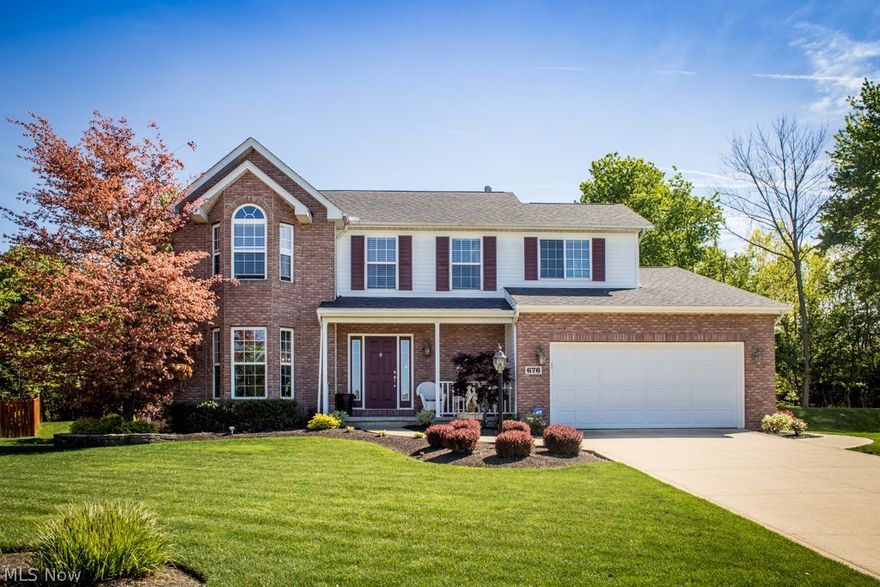 Beautiful landscaping invites you to the impeccably maintained interior of this wonderful Colonial in Liberty Woods. The Professionally landscaped yard features a 20 x 18 and 20 x 16 two-tiered deck that over looks the private, wooded yard. A gorgeous retaining wall with built in lighting wraps the entire area with a stone fire pit and seating area to help enjoy the park like yard. A storage shed is tucked away in the tree line to maintain the beauty of the setting and the Irrigation system provides easy watering to keep the yard looking perfect all summer long. The inside of the home features 2530 square feet with full basement waiting to be finished. As you enter the home, the formal living room is to your left and continues into the formal dining room. All appliances stay in the eat in kitchen which offers tons of storage with large center island and plenty of space for a large dining table. The sliding doors guide you to the Beautiful deck and back yard oasis. The family room is va