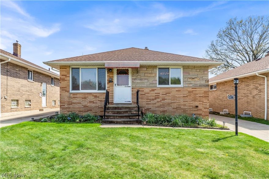 Welcome to 3023 Norris Parkway, a meticulously cared-for all-brick ranch in the heart of Parma. This 3-bedroom, 2 full bathroom home offers a comfortable and functional layout with all bedrooms, a spacious living room and a dedicated dining area conveniently located on the main floor.  Hardwood floors lie beneath the carpet in the living room offering a great opportunity to easily enhance the space.  Both full bathrooms feature times tile finishes and have been tastefully updated.  The partially finished basement adds extra living space perfect for a rec room, home office, or entertaining and has already been waterproofed for peace of mind.  Step outside to a quiet backyard and a spacious 2 car garage.  Tucked away on a low traffic street, this is a home that has been truly cared for and is ready for its next owner.  Schedule your showing before it's gone.