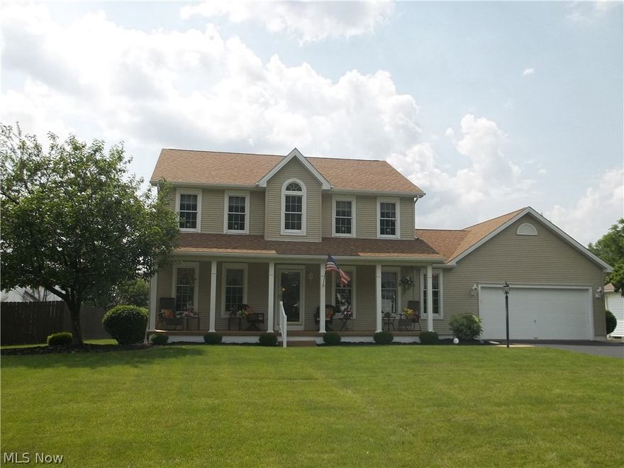 Curb appeal galore with homeowner pride throughout! Beautiful Pepple Stone patio, walkways,front covered porch, and garage floor. This 2458 sq. ft. home features a lovely Florida room for entertaining guests. The large eat in kitchen includes all appliances, pantry, built in desk, Can lighting and pull out shelves in cupboards.  Neutral ceramic tile throughout, the first floor also features a formal dining room with Tray ceilings and wood flooring, first floor laundry, huge ceramic foyer.  A family room with gas FP and an additional room to utilize as an office, den, or additional bedroom.  All bedrooms feature walk in closets.  The master includes a bath with walk in shower.  New roof, HWT, toilets,Samsung washer and dryer in 2016.  Spend endless hours relaxing on the 32 x 6 Pebble Stone front porch (covered) or entertain on the rear 18 x 16 Pebble Stone patio (Off the sun room). Huge, clean, fully painted basement with multiple electrical outlets.  All furniture in home is negotiable
