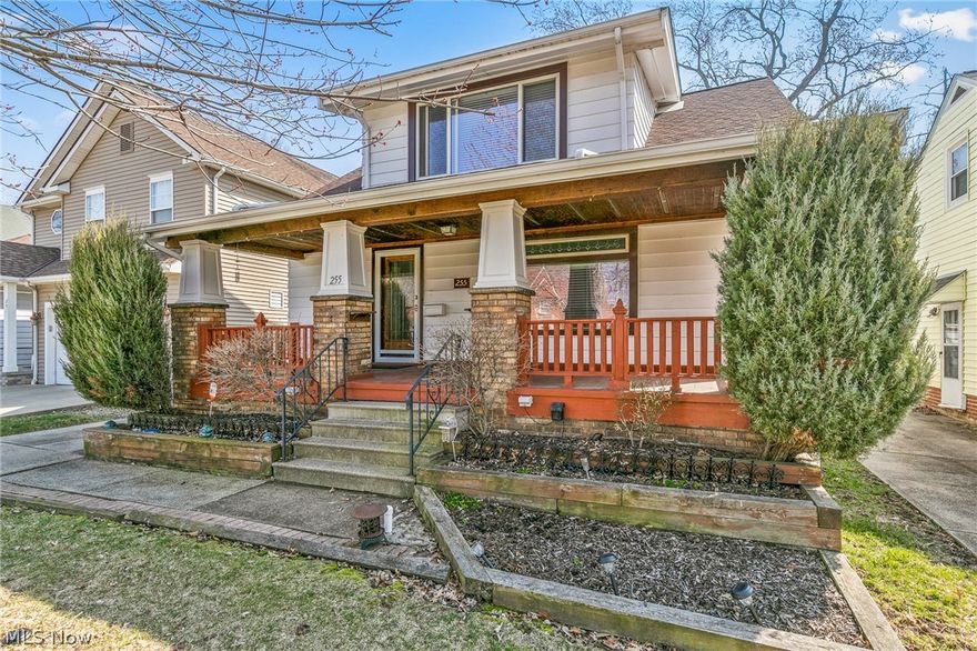 Exceptional charming custom home...from the moment you open the front door you can tell this is a special home inside and out.  You'll spend countless hours enjoy this large front porch. Large living room has leaded glass accent window and opens into the formal dining room which is accented with built in china cabinets bay window and it still has tons of space for your buffet.  Open the french door into the first floor library/den with built in book shelves,  it will be the perfect quiet area to read a great book.  Wait until you see this fabulous gourmet eat in kitchen with a large pantry with pull out shelving, unique custom design inlaid hardwood floors and detailed feature ceiling.  First family room opens into the large deck overlooking the treed backyard.  Master master bedroom has a vaulted ceiling and walk in closet.  Detached two car garage has a 20x12 workshop.