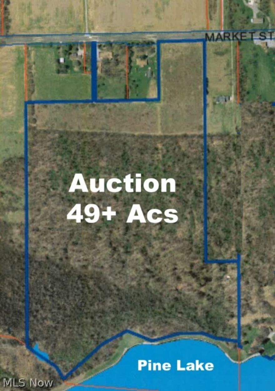 Sells on location:   WEDNESDAY – SEPTEMBER 2, 2015 – 12 NOON 49+ Acres Land with Lake Frontage Plus Rt. 7 Frontage
Zoned DUD – Planned Unity Development
TERMS ON REAL ESTATE: 10% down of the winning bid in cash, cashiers check or certified check at the time bid is accepted. Balance due in 30 days of the confirmation. Information is believed to be accurate but not guaranteed.