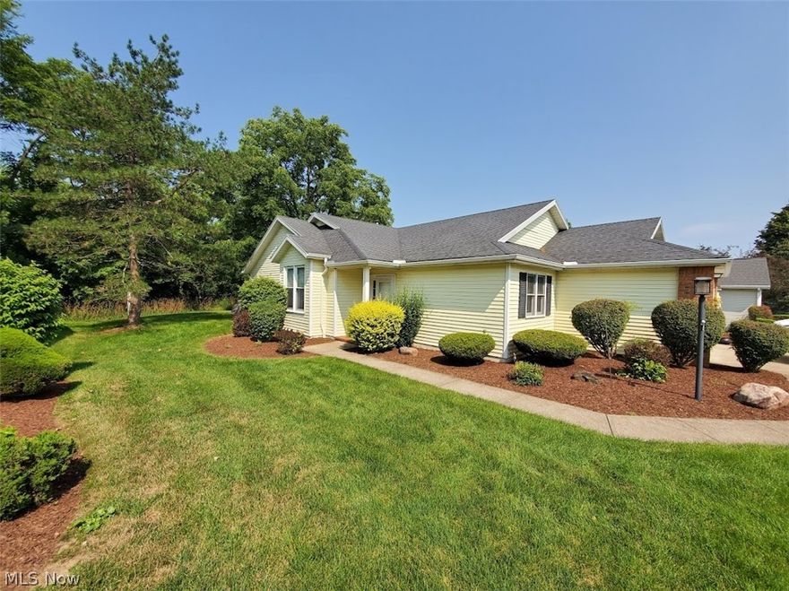 One floor living at its best! Detached cluster with convenient Brunswick location! Enjoy low-maintenance, one-floor living! Vaulted dining room and vaulted living room which leads out to the patio with peaceful water views of the pond.  Spacious eat-in kitchen with plenty of cabinet storage and appliances included! Large master suite with double closets, linen closet and updated private bath with walk-in shower! Second bedroom and second full bath! The Den/3rd bedroom features double door entrance and closet! 1st floor laundry room includes utility sink and walk in pantry. Attached 2 car garage.