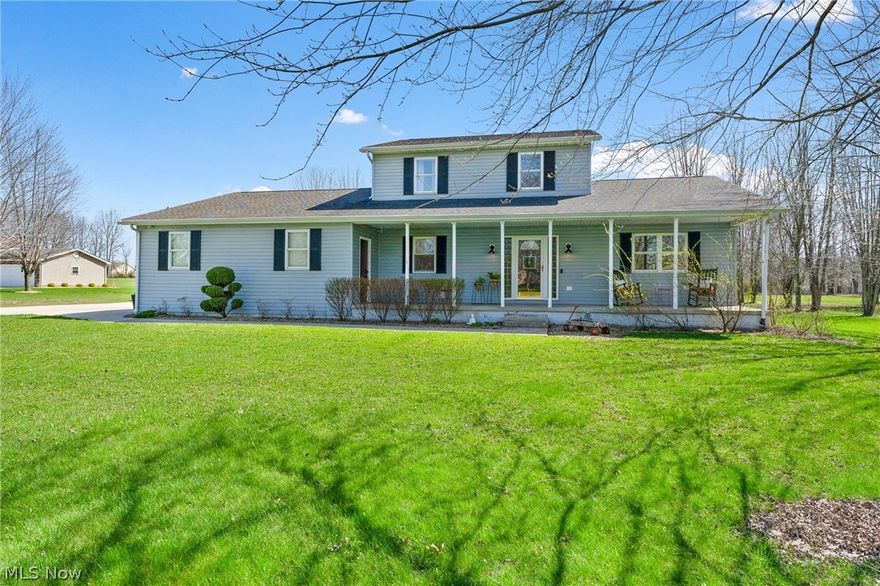 This completely updated three bedroom home on 2 acres in North Jackson is ready for summer. Enter the two story open foyer with plant shelf and updated staircase, you will pass a walk in entry closet, full bath then head to the open kitchen, dining and living area. Kitchen has plenty of storage, breakfast bar, SS appliances this area is open to the dining space with doors to outdoor space and then continues on to the large living room with fireplace. First floor owner suite with full remodeled bath and walk in closet and first floor laundry with cabinetry, sink and large counter for a workspace. Upstairs there are two generous size bedrooms one has a walk in closet and new remodeled bath with double sinks. The basement has a theater room with built in speakers and a large recreation/work out space and lots of storage. Outdoor features, two car attached garage, 2 car detached garage, large front porch, covered rear porch, private patio, above ground pool and deck. Updates include, roof, heat pump/AC, deck, concrete drive, new baths, remodeled kitchen, appliance, fixtures, and flooring.