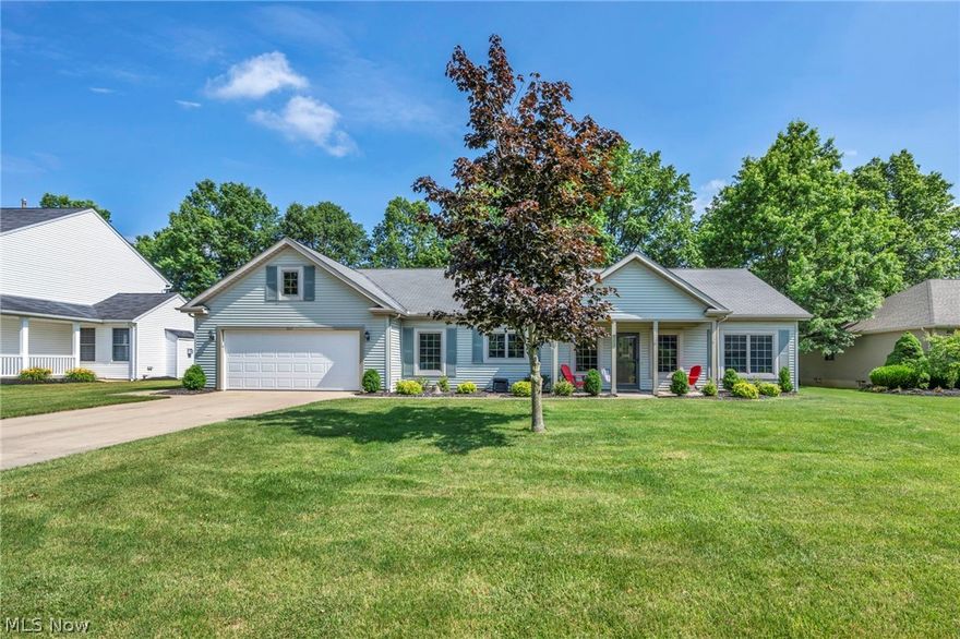 Welcome to this beautifully maintained, quality-built ranch offering comfort, space, and thoughtful updates throughout. Featuring wide hallways and 9-foot ceilings, this home provides an airy, open feel from the moment you step inside. With three spacious bedrooms, including a large Master Suite with a huge walk-in closet, walk-in shower, and an inviting soaking tub, you’ll find the perfect retreat at the end of the day. Enjoy the fresh look and feel of new carpet and WPC laminate flooring throughout the home. The bright, functional kitchen boasts updated appliances, and the cozy fireplace creates the ideal spot for gathering. Step outside to your private deck and patio—perfect for morning coffee or entertaining guests. This home is truly move-in ready with updated hot water tank, furnace, air conditioning, garage door and opener, storm doors, blinds, and more! Don’t miss the opportunity to own this exceptional ranch that blends comfort, quality, and style!