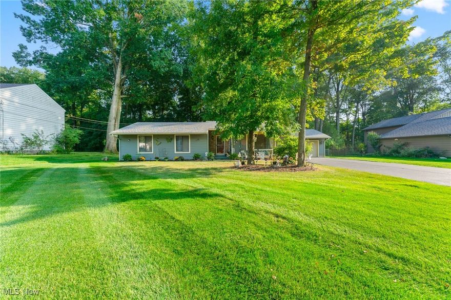 Fabulous Ranch home located in a prime location featuring 3 bedrooms and 2 full bathrooms, a full master bath and a spacious shared bathroom, open kitchen with eat-in area, all appliances and newer flooring, large bonus room off back of home, elegant dining room leading to large living room, each room with cathedral ceilings, full basement, upgrades include newer roof and beautiful vinyl siding, attached two car garage, full front porch and full back concrete and stone patio, fenced back yard, treed, recently sealed driveway, professionally landscaped, hurry, this home will not last, call today for all showings.