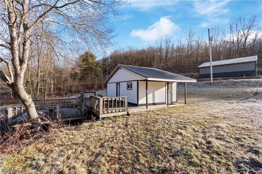 HUNTERS PARADISE!! This 10 acre property features a COMPLETELY TURN KEY, MODERN studio home completely furnished (even including tree stands)! The adorable home is an open studio concept with a separate bath, and closet for extra storage. The back deck is the perfect place for family bbqs or just enjoying the peaceful views of your property. If that isn’t enough use the 32x32 pole building to store your boat, atvs, vehicles, and more. The opportunities this property holds are endless: hunting camp, vacation rental, family get-a-way, or starter home while building your dream home on the acreage! Centrally located close to Ohio’s major cities and outdoor recreation areas, such as Salt Fork Lake. You do not want to pass up this amazing opportunity at owning your own slice of heaven!