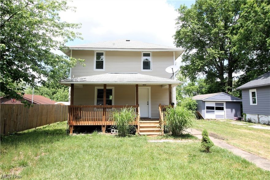 Welcome to this three-bedroom one full bath home with covered porch. Home recently painted, new flooring throughout, offering a large living room, dining room with built in cabinet, and kitchen. Upstairs you will find three bedrooms and a full bathroom. The lower level has room for storage and laundry area. Nice size backyard. Ready to move in!