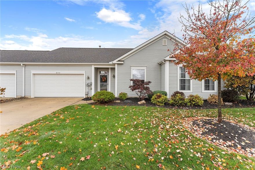 Just like new...This beautifully maintained "Walden" Ranch 2 bedroom has been lovingly maintained and perfectly appointed.  Featuring newer manufactured flooring throughout, newer central air (2020), newer kitchen cabinetry (2019), updated quartz countertops, updated stainless appliances, loads of natural sunlight in the Morning Room extension off kitchen, large 17 x 17 dining room with gas fireplace, covered patio with brick extension for summer fun grilling, first floor laundry and cutesy 1/2 bath off kitchen.  Enjoy an additional sitting area/desk space off large 17 x 17 great room, large 14 x 14 primary suite with soaking tub and shower, additional 14 x 12 bedroom with ample closets and perfect for guests/grandchildren!!  You will LOVE this home and layout!!