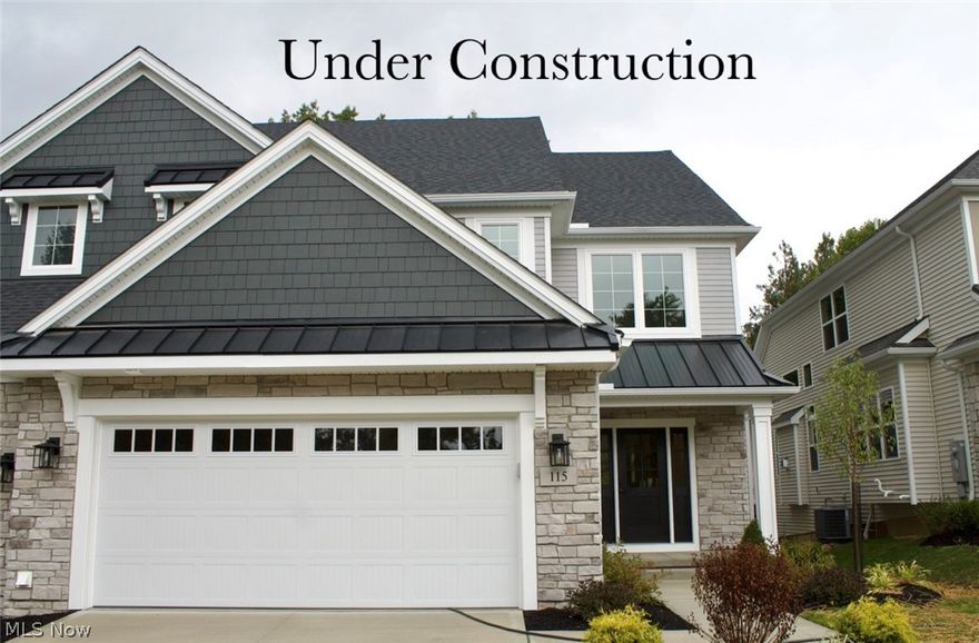 Beautiful 1st-floor primary suite under construction with full basement, rear covered deck, and 2-car garage situated within the Brecksville-Broadview Hts. school district, minutes from I-77, Community Rec Center, Metroparks, shopping, and dining. This popular villa features an open-concept design, with the well-equipped kitchen open to the great room, which boasts soaring ceilings, a cozy gas fireplace, and an abundance of windows that let in ample natural light. The spacious mudroom offers optional built-in lockers and a conveniently located half bath. The main-floor primary suite boasts a beautiful vaulted ceiling, en suite bath with spa-like shower and dual quartz vanities, walk-in closet, and private access to the back covered porch, perfect for enjoying morning coffee. An open wrought iron spindle railed staircase will lead you upstairs where you'll find two additional bedrooms, each with walk-in closets, a full bath, and a sizable loft ideal for an additional media room, work-from-home, exercise area, or other needs. This property offers a low-maintenance lifestyle, with snow removal and lawn care handled by the HOA. Walking distance to amenities and everyday necessities and just 25 minutes from downtown Cleveland, this prime location provides the ultimate in convenience. Home is in process for a late 2026 move-in. For a limited time, buyers can customize with their own selections!