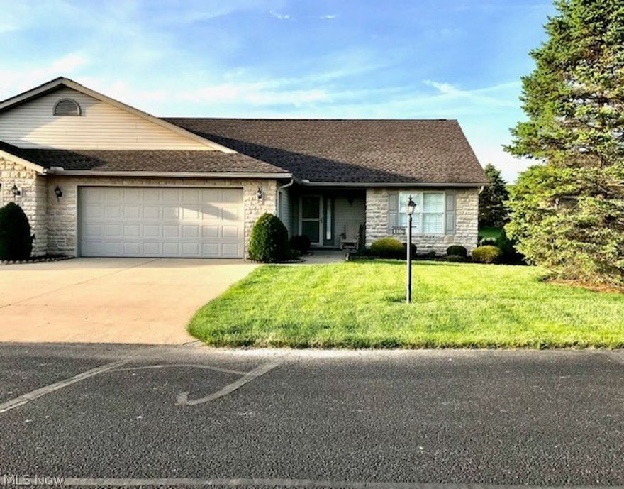 Beautiful & spotless 2 bedroom, 2 bath Ranch condo in Pine Ridge. Kitchen features a large center island, corner pantry, quartz countertops, newer sink & faucet. Vaulted great room w/gas fireplace & skylights. The master bedroom has  full bath & large walk-in closet. First floor laundry room w/utility sink. Huge patio 12X45 with a pergola and awning that is motorized & vinyl fence. 22X24 garage w/drain, hot & cold water. Attic has pull-down stairs & is floored for additional storage. Relax & enjoy the Rec center which offers a party room w/kitchen, 1/2 basketball court, pool table, flat screen TV & exercise equipment & bathrooms, walking paths, 3 catch & release ponds. Costs of items added by seller: Plantation shutters $4508. Quartz counter tops $3900. Pergola & motorized awning $3365. Added patio $1400. Patio fence $3,000. Clean ducts & vents $550. Hot waster heater $975. In 2017, fireplace tile $407. New kitchen & entry laminate and carpet $4,000. Microwave replaced in 2017. 2 storm