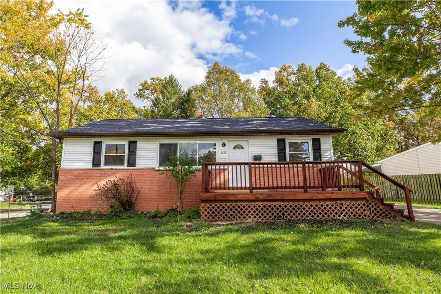 Welcome to 4155 Burton Rd in Stow! This move-in-ready ranch sits proudly on a spacious corner lot with dual driveway access from both Burton and Kenneth—perfect for extra parking, projects, or guests. You’ll love the oversized 2.5-car detached garage complete with a second-story loft, ideal for a workshop, hobby space, or serious storage. Major 2025 updates check all the big-ticket boxes: brand-new 30-year architectural-shingle roof, new central A/C, new electrical service to both house and garage, fresh interior paint, and new flooring throughout including luxury vinyl plank in the living areas and new carpet in all three bedrooms. The spacious, fully remodeled kitchen shines with new cabinets, granite countertops, LVT flooring, and stainless steel appliances, while the updated full bath adds modern touches and durability with new LVT floors and vanity. Step outside to the freshly stained front deck—ideal for morning coffee or evening wind-downs. Other bonuses include professionally waterproofed basement, vinyl replacement windows and a newer furnace for peace of mind. Whether you’re a first-time buyer, downsizer, or need that dream garage for work or play, this home delivers an unbeatable combo of updates, function, and value—all in a convenient Stow location close to shopping, parks, and highway access. Schedule your showing today!