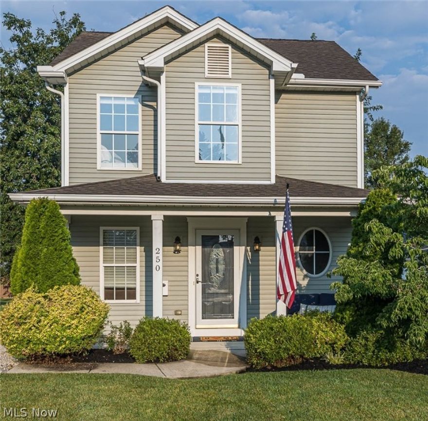Welcome to this charming 2 bedroom, 1½ bath Colonial located in a quiet neighborhood on the Northside of Elyria. The front of the home boasts a fully covered front porch and as you enter the home you will see all the incredible wood detailing it has to offer. The entryway leads you into a large living room with beautiful new wood like plank flooring, neutral paint colors & crown molding throughout. The dining area is open to the kitchen & living room offering a lovely open layout. Easy for entertaining family and friends. The kitchen offers 42'' maple cabinets w/ under cabinet lighting, a beautiful backsplash, LG stainless steel appliances, a breakfast bar, and access to the patio/backyard. A 1st-floor powder room completes the main level. Upstairs features a wonderful master bedroom with new carpeting, & ceiling fans in both bedrooms. The second room provides custom built-in cabinets, shelving & a window seat for added character. A lavish shared full bath w/ new porcelain tile & a lar