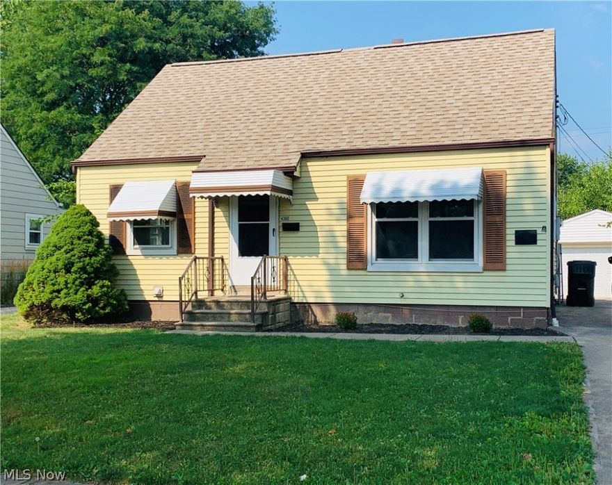 Nice four bedroom bungalow with crawlspace. Brand new carpet with newer roof on house and garage. Fenced in yard with detached two car garage with paved driveway for off street parking. Located near I-71 and 480, just off of Puritas Ave. Close to beautiful golf courses and about 10 minutes from the airport.
