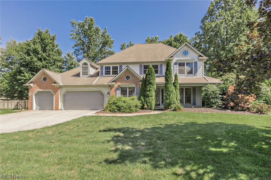 Tucked away in one of Avon Lake's premier communities is this extremely well maintained and cared for home. Features include a well designed kitchen with generous counter space and cabinets which opens to a light filled morning room with vaulted ceiling. Newer appliances stay including refrigerator, double oven and microwave. Family room is highlighted by a brick fireplace and gas logs. First floor private office/den. Spacious primary suite has a bonus room for many uses. Storage galore, first floor laundry room. Gorgeous park-like fenced yard, beautifully landscaped, has a party size 26X17 paver patio with fire pit. Perfect for entertaining! Sprinkler System. 3 car garage. Hunter's Ridge is a quiet neighborhood within walking distance to Kopf Reservation 1100 Acres, trails, Belle Park and playground. Award winning schools Excellence with Distinction. Conveniently located close to schools, library, shopping, restaurants and I 90. A wonderful place to call home!