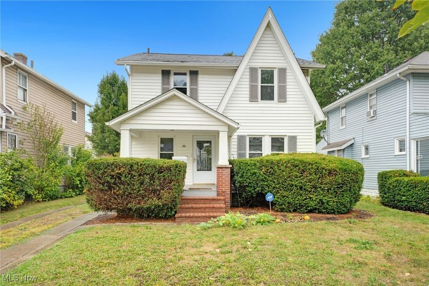 Welcome to 361 Mission Dr in Akron, a charming and well-maintained 3-bedroom, 1-bathroom home filled with character and thoughtful updates. As you step inside, you’re greeted by a cozy living room centered around a decorative classic brick fireplace, creating a warm and inviting atmosphere. The living room flows seamlessly into the formal dining room, perfect for family meals or entertaining guests. Through the doorway, you’ll find a bright kitchen featuring ample built-in cabinetry for storage, a cozy eating nook, and updated appliances, including a new dishwasher (2025), disposal, and oven and range (2021). Up the carpeted stairs, the shared bathroom is spacious and well maintained, and the hallway includes a charming built-in linen closet with drawers, adding a touch of old-school character and convenience. Each bedroom offers plush carpet and a cozy feel, ideal for rest and relaxation. This home has seen numerous important updates, including a new roof (2020), new rear storm and security steel doors (2025), new vinyl siding (2010), new windows (2011), and newer garage doors with openers and updated lighting. A detached 2-car garage provides plenty of storage and parking. With its welcoming layout, functional updates, and classic charm, 361 Mission Dr is ready to be your next home.