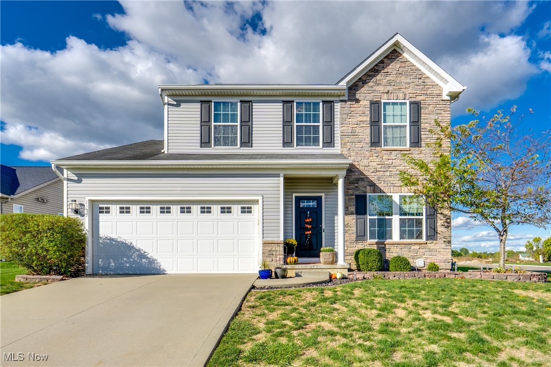 Welcome to one of the largest homes in the neighborhood! Tucked away on a quiet dead-end street with sidewalks and close to Diamond Park, this beautiful colonial offers three bedrooms and 2.5 baths. The main level features an inviting open floor plan — a bright living room/sitting room leads to the kitchen and family room area, complete with a beautiful stone gas fireplace. The kitchen includes laminate flooring and countertops, a large island, and a morning/dining room with access to the exterior. Off the kitchen, you’ll find a convenient laundry/mud room with access to the two-car garage. Upstairs are three spacious bedrooms and a loft/office space. The large master suite features a walk-in closet and an en-suite bath with double sinks and a tub/shower combo. The two additional bedrooms share a full bath. The partially finished basement is a true showstopper — featuring a huge rec room with a projector setup that stays, built-in surround sound, and an enclosed cigar room (or office) with soundproofing and laminate flooring. Plus the home is in a lovely location where you are right across the street from Diamond Park. Don't miss your chance to see this beautiful home; schedule your showing today!