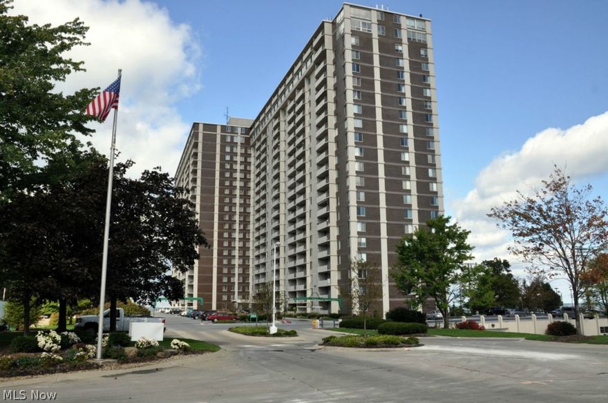 #508 - Large, southeast corner one bedroom suite with lots of closet space and lovely views of Lake Erie and Cleveland's city lights from your private balcony.  Every inch has been remodeled with quality materials in 2015.   Remodeling encompassses beautiful hardwood flooring (living room, dining room, kitchen, and hallway), modern white kitchen cabinets with quartz countertops and feature backsplash , brushed nickle hardware, stainless steel appliances, modern ceiling and bathroom lighting, Chic bathroom cabinet with marble top, marble mosaic flooring, and tub surround.  Top of the line carpeting in the bedroom.  The master bedroom features two windows and an extra large walk-in closet equipped with a custom closet package.  Take advantage of the opportunity to own a shiny new condominium in a 24 hour staffed, carefree luxury condominium with a full complement of extraordinary amenities.  One garage space #SB-255 and one storage locker included.  Easy to show.