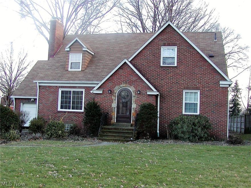 Lot: 80 X 155.  Brick expanded , spacious cape. Large 2nd floor bedroom with two dormer windows. Loads of storage plus built in drawers for extra storage. New replacement windows in most of the house.  Glass block windows in basement.  Foyer entry with double closets into large living room with beautiful wood floors, gas fireplace. Roomy dining room with wood floors, French doors to sun room to deck, fenced yard, brick patio.  Wonderful applianced  kitchen with newer  white cabinets,  breakfast bar that doubles as a large work area. Trane furnace and air conditioner.  Basement recreation room with 2nd fireplace and built in bar is not included in the square footage. America's Preferred Home Warranty included.