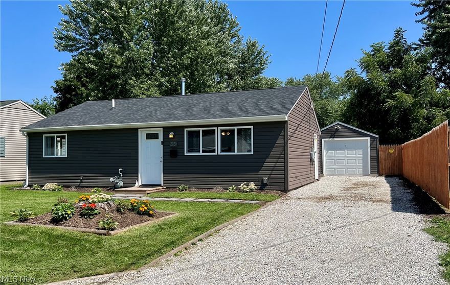 This newly renovated 3-bedroom 1 bath ranch features crisp white soft-close cabinets, quartz sink, and all newer appliances.  The laundry room is conveniently located right off the kitchen with newer washer and dryer.  The home has many updates throughout and has all newer, electric, drywall, furnace and air-conditioning, siding, paint, windows, doors and all the hardware.  There is a one-car garage with storage shed attached to the back, perfect for parking the lawnmower and all of your outdoor tools, and a partially fenced backyard. This three-bedroom, one-bath ranch is move in ready with all the updates. Call today for your private showing.