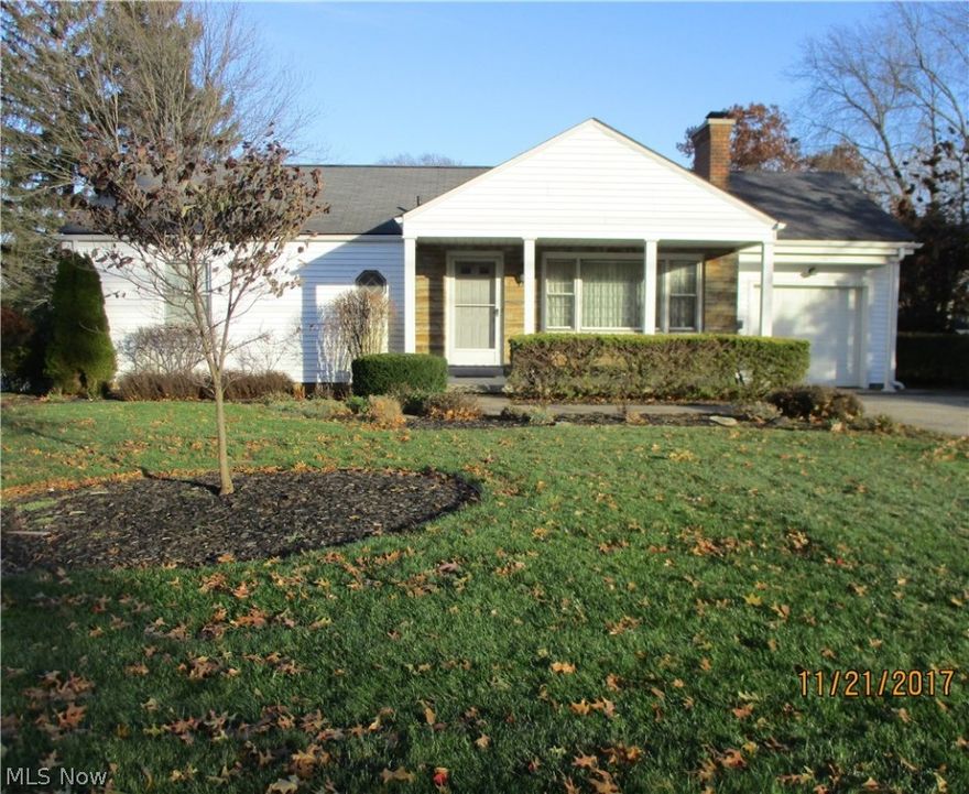 Move-in condition! Three bedroom, 2 bath Ranch. Formal living room with wood burning fireplace, cathedral ceiling and skylights in the Great room. Large kitchen (appliances included) , rec room in the basement, attached garage and central air. This quiet street home has been well maintained, Chimney was recently rebuilt. Don't like carpet - hardwood floors are present. The full basement offers many possibilities.