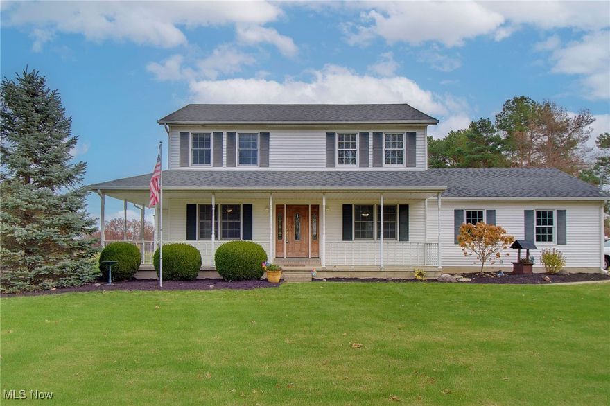 Wow! This spacious colonial sits on 5 acres. It is over 1200 ft deep. This lot offers endless possibilities. This spacious home has a wraparound porch to enjoy all that nature has to offer. Very Close to Lake Erie and Nickle Plate beach. The interior has been freshly painted throughout. New flooring in most of the rooms, a gas fireplace for cozy evenings. The open floor plan makes a place for wonderful family gatherings. The laundry is on the 1st floor for added convenience; full unfinished basement offers plenty of room to expand. This home is completely move in ready.