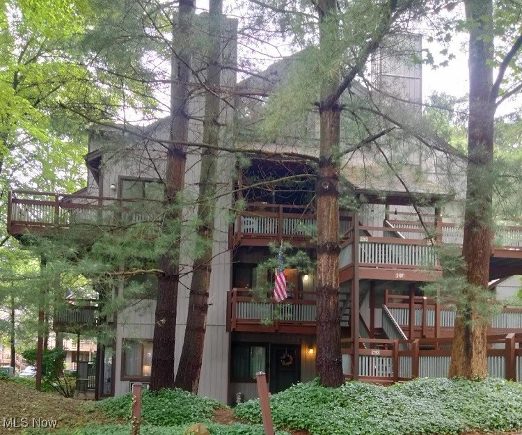 Enjoy "the Valley's" wooded views and abundant wildlife from this one-level condo in Pine Mill Ridge. Featuring an open floor plan, lots of windows and natural light in the main living areas. Owner's bedroom with walk-in closet and access to full bath without using the hallway; second bedroom with double width closet. bath with walk-in shower and double vanity. In unit laundry with stacking washer, dryer and wire shelving just steps from kitchen, bath and bedrooms. Kitchen with pantry and all appliances included. Three season room with sliding doors off dining area leads to deck. Detached one car garage with attic storage; additional/guest parking spaces available. Monthly association free includes association insurance, reserve fund, heat, water, exterior and lawn maintenance, garbage pick up and snow removal.