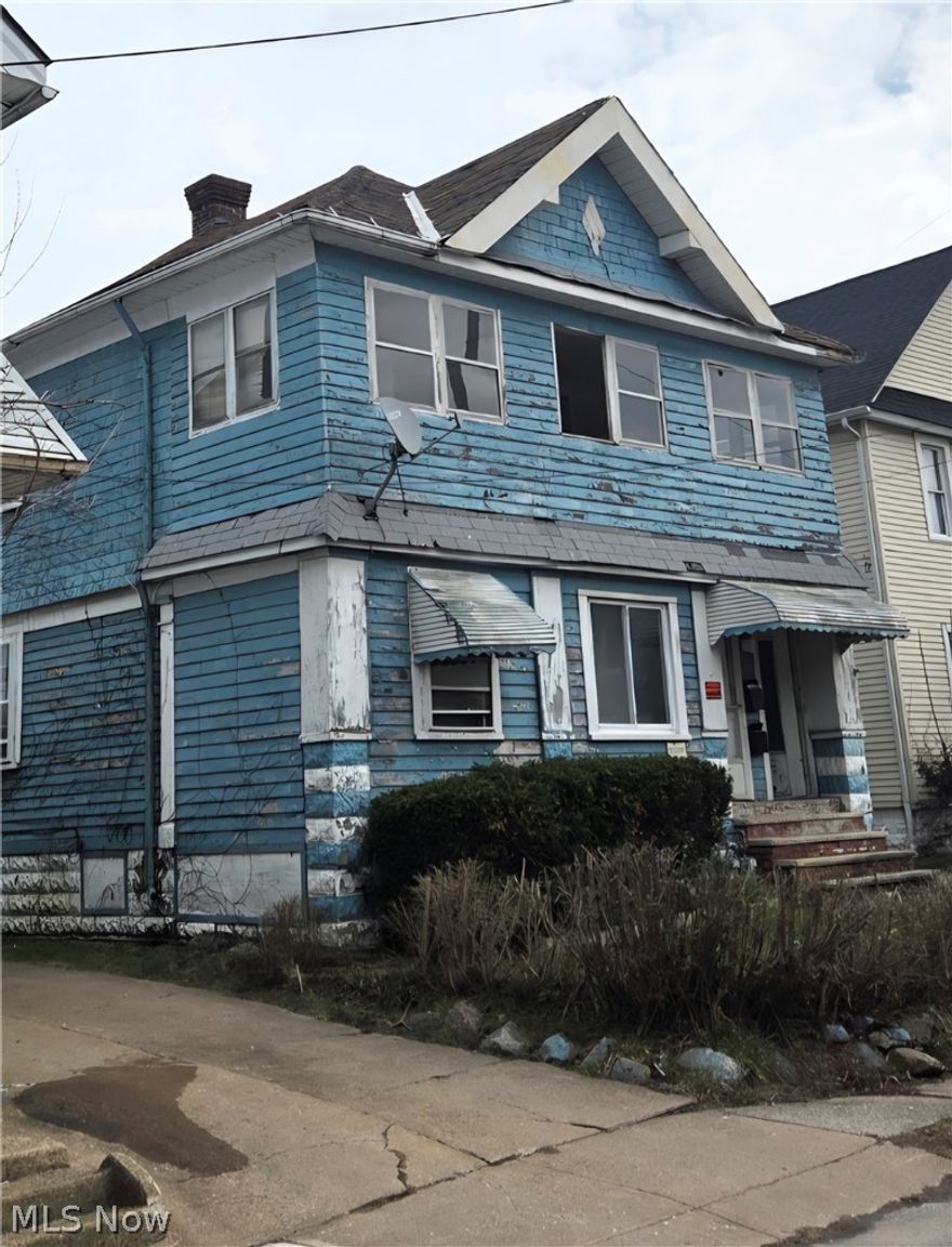 Calling All investors! Bring your Contractor and your renovation ideas.   Here is your next full rehab job in Cleveland!  The home needs everything but has potential when completed.  There is NO SELLER FINANCING.  The seller is selling this beauty--As Is.  The buyer assumes any and all city violations.  Spacious layout with two bedrooms, living room, dining room and eat in kitchens.  There is rent potential of $2200 per month when a full rehab is completed.