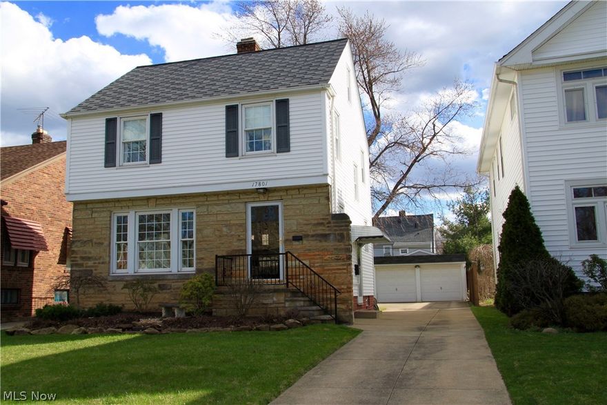 Meticulously maintained colonial in West Park. Close to Metro Parks. Updated kitchen with all appliances. Hardwood floors. Newer windows, roof, glass block, vinyl siding, furnace and a/c. Third floor walk-up. Toilet in the basement. Beautifully landscaped yard with privacy fence. 2 car garage. Just needs some cosmetics.