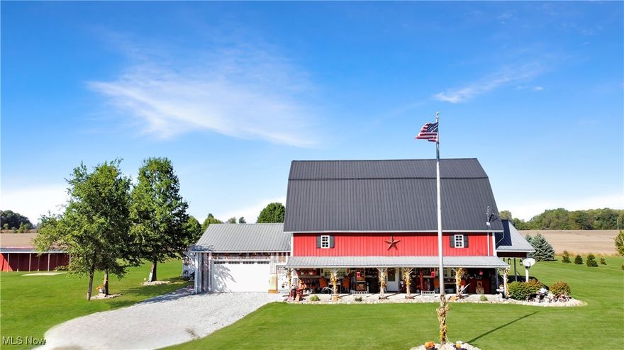 Welcome to this beautiful barn-style home in Willard, full of character, charm, and endless possibilities. With over 3,500 square feet, this spacious 3-bedroom, 1-bath property features huge bedroom sizes, a large kitchen, and a two-story layout with the option to finish the third floor for even more living space. Enjoy the outdoors from the inviting covered front and side porches, or relax on the enclosed back porch overlooking the property. Sitting on just over 2 acres, this home offers plenty of room to spread out and enjoy the peaceful setting. A play set in the backyard adds a perfect touch for families, with open backyard view of the fields creating a beautiful country backdrop.The home also includes a 1.5-car garage, a barn sided to match the house, and a second smaller shed for additional storage. Recent updates include a serviced sewer and fresh stone in the driveway, giving peace of mind to the next owner. With so much space, charm, and character throughout, this is the perfect opportunity to make this one-of-a-kind home your own.