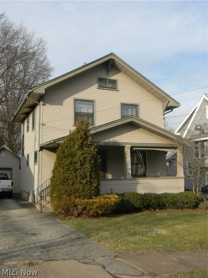 They just don't build them like this 3 bedroom, 1 1/2 bath Struthers home, anymore! The seller was sad to leave this home, so full of character with its' lovely original woodwork, throughout, and the charming breakfast nook, in the large oak kitchen. Spacious living & formal dining rooms complete the first floor. Upstairs are the 3 bedrooms and full bathroom with ceramic flooring & oak vanity. The walk-up attic makes for a good amount of storage space. Washer, dryer, laundry tub, hot water tank, high efficiency furnace (approx 10 yrs old), & updated electric in basement. Huge, covered front porch. Updated vinyl siding, roof approximately 3-4 years old. Detached, one car garage. This is not a beat up property...the seller loved it!