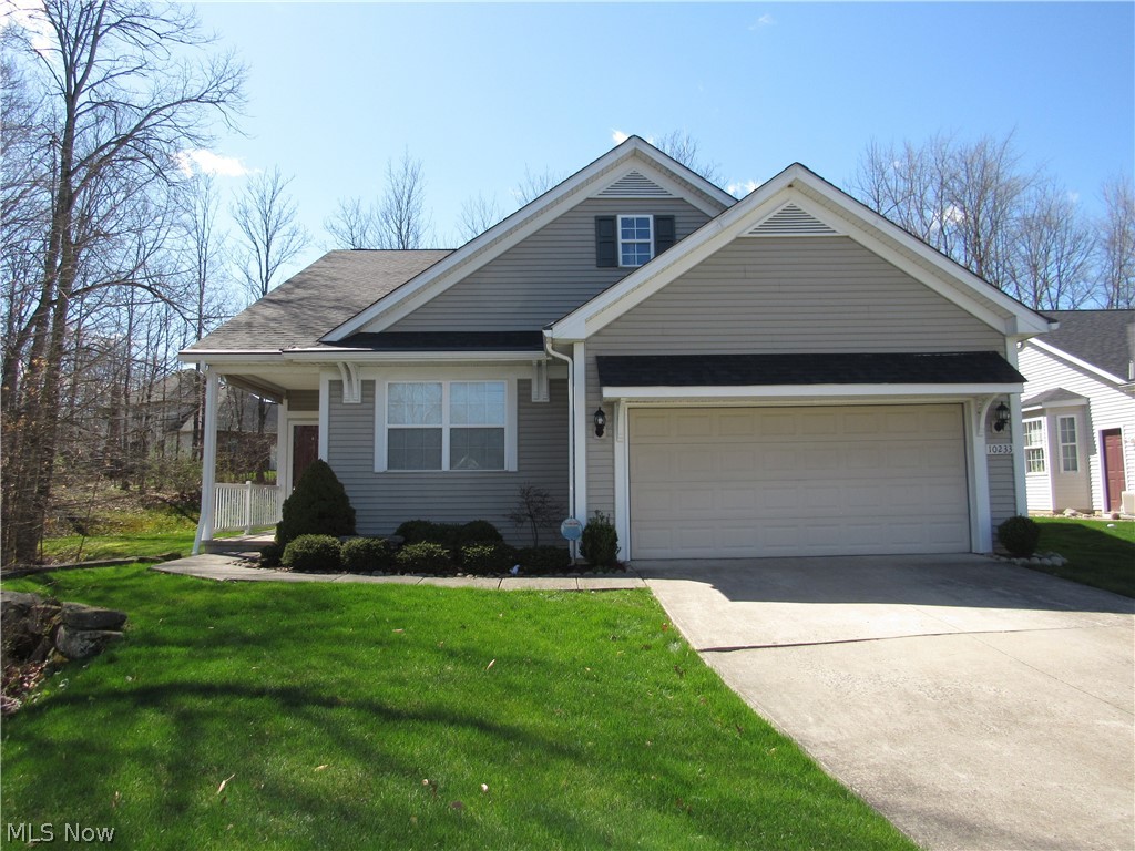 Welcome to 10233 Hidden Valley Dr Ohio's premier 55+ community, Greenbriar at River Valley! Move in & enjoy this maintenance free well maintained detached ranch home, nestled on a private cul-de-sac. It offers an open floor plan with 1930 square feet of 1st floor living space. The inviting entry opens to the spacious living & dining room. Eat-in kitchen with plenty of counter space and storage flows to the large family room, all appliances stay! Oversized master suite complete with private bath, large walk in closet. There is large guest room, full bath & a 1st floor laundry. Full basement offers plenty of potential for extra living space and storage. There is a deck & covered porch to enjoy the outdoors. Amenities include a clubhouse with a multi-purpose room, exercise room, billiards/card room & library. Outside enjoy the large swimming pool, tennis/pickleball courts, bocce ball court, scenic nature trail & paved walking paths!
