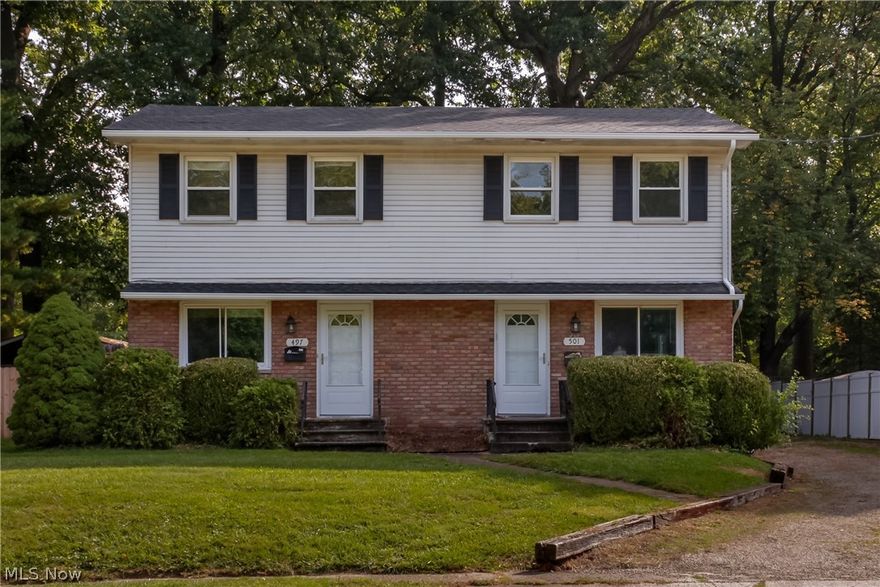 Tremendous investment opportunity to live on one side and offset your mortgage by leasing the other half or rent both sides. Both units currently vacant, however; one could expect rents ranging from $900-$1000 per unit. Conveniently located the property is within 2 miles of Kent State University and downtown Kent. Both units have been meticulously updated. Updates include: new roof, windows, carpet, flooring, renovated bathrooms, and fresh paint throughout.
Each unit has a basement, and attached 1 car garage. Step out back to a fenced in backyard shaded with mature trees. Schedule your private viewing today.