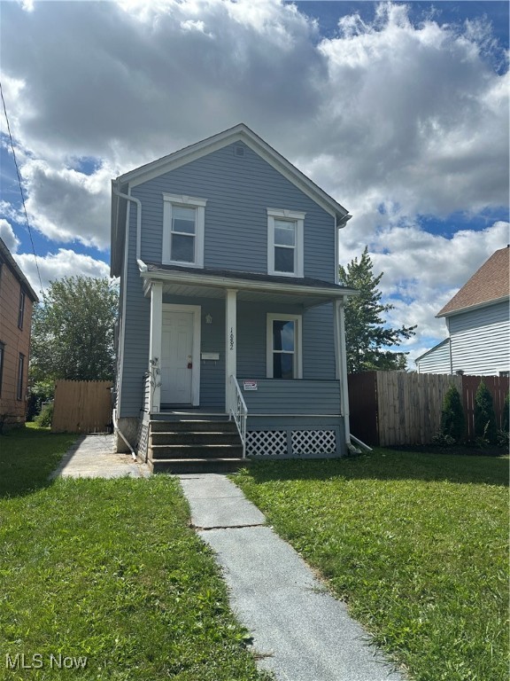 Turn key for Investors - Large backyard with privacy fencing. Basement with laundry hookups. Nicely sized kitchen with cabinets and counter tops. Vinyl windows. Side street location. Rented currently with new tenant $950/month ; tenant pays all utilities and water. New LVP plank flooring in living room, fresh paint, new sump pump and some electrical in bsmt, some carpentry/trim finish work, glazed tub and surround, additional support under front porch decking. Traditional Tenants in place with property management.