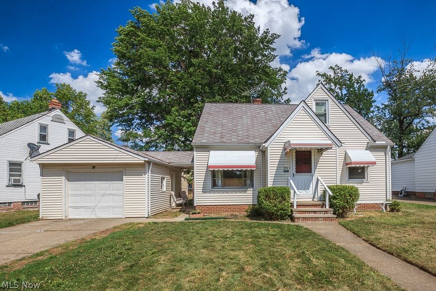 This charming bungalow is located on a quiet street in Euclid. The welcoming front foyer with coat closet leads you into the living room with plenty of natural light and wood flooring. Large kitchen and dining area have new (2017) linoleum flooring and a new (2018) ceiling fan. The dining area connects to the four seasons sunroom with new (2018) laminate flooring that is perfect for relaxing and watching the seasons unfold. Two bedrooms on the first floor are spacious and feature hardwood flooring and closets. One more huge 30x16 bedroom upstairs with newer windows, carpeting, ceiling fan and two large closets for all of your storage needs. Lower level recreation room is ready for your finishing touches and features a washer, dryer, pool table, office, exercise area and is plumbed for a full bath. Plumbing and electrical have both been updated in 2013. 
Spacious backyard with fire pit and a small fenced-in area perfect for play or for pets. One car, detached garage with breezeway ente