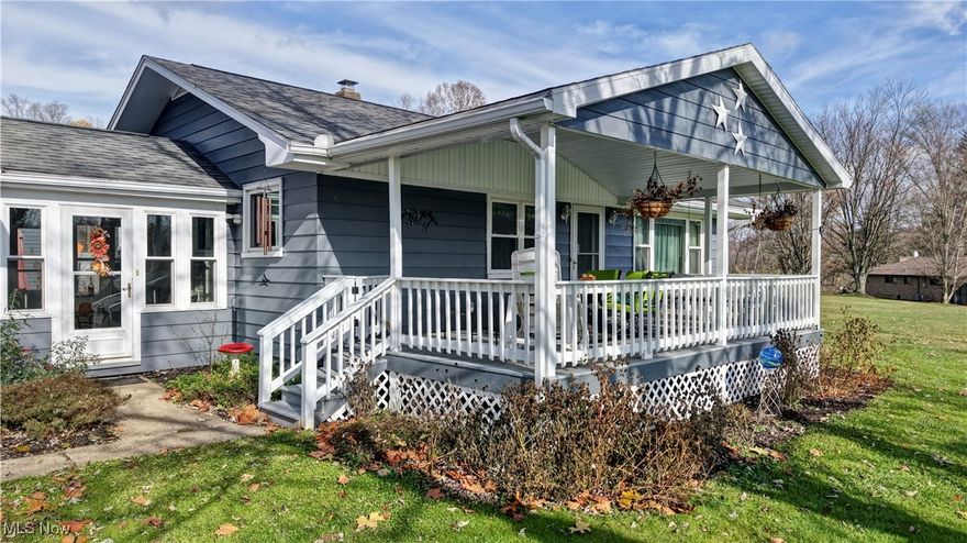 Beautifully updated Cape Cod on 1 acre along SR 212! This home has been thoughtfully renovated inside and out, offering comfort, convenience, and charm. The kitchen features updated cabinetry with a newer stove and refrigerator. Fresh paint throughout, renewed flooring, and ProVia windows in the breezeway add a bright, modern touch. Two full baths include a main floor bath with a new walk-in shower, heated floors, and ceiling heat lamp. Enjoy outdoor living with a new front porch, restored back patio, landscaped gardens, greenhouse, above-ground pool, and extra storage shed. The property also offers a single-car attached garage plus an oversized 2-car detached garage with workshop, as well as a paved driveway from the road to the rear garage. The lower level includes two versatile rooms perfect for offices, hobbies, or storage. Conveniently located near Atwood and Leesville Lakes and shopping, this move-in ready home is a rare find. Estimated 2024–2025 heating cost approx. $800 for oil.