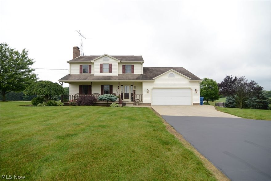BEAUTIFUL COUNTRY HOME WITH BARN, PASTURE, POOL ON ALMOST 7 ACRES -UNITED SCHOOLS. Enjoy the front porch overlooking a serene country setting. 
This Move-In Ready Three Bedroom Home features a Formal Living Room with stunning brick fireplace, Open Concept Kitchen & Dining Room, Sliding glass doors lead to Large Deck and a 33' Round Pool. The main level also has a full bathroom and Family Room.  Upstairs are three bedrooms.  The Large Master Bedroom has a Master Bathroom with double sinks, soaking tub and separate shower. Lower level has large family room area with fireplace.  Also separate room that could be 4th bedroom.  Home features newer windows, solid wood doors. The Barn is  36 X 48' -currently has 4 stalls, but space can be converted for 2 more, 12 X 14 heated tack room.  12 X 10 Wash Rack. There is a  fenced pasture. Seller providing a one year home warranty