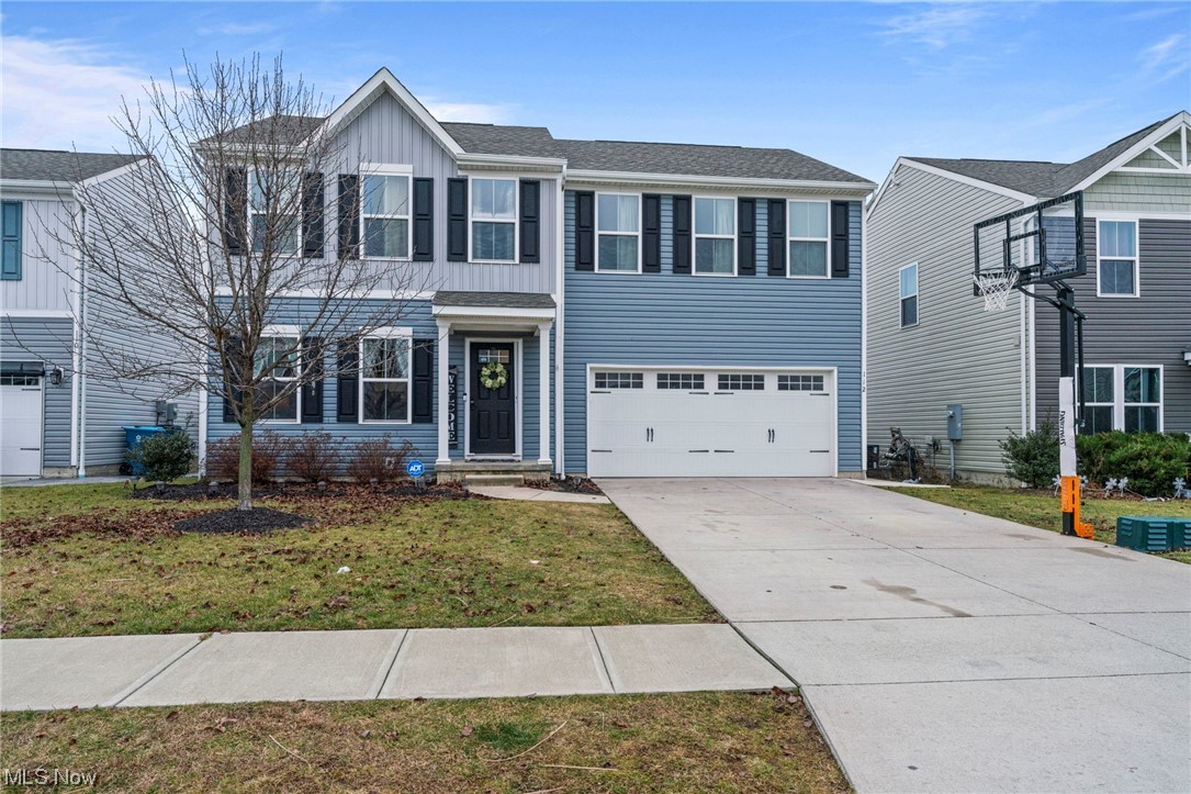 Welcome home! You will fall in love with this very well maintained 4 bedroom 2 1/2 bath home located in Amherst. This open concept floor plan is sure to please. Office/Bonus room and half bath on 1st floor 4 bedrooms and 2 full baths on 2nd floor. The spacious primary suite features a walk-in closet and en-suite bathroom. The laundry room is conveniently located on the 2nd floor and the washer and dryer will stay as well. Basement is currently set up with a bedroom and lounge area. Sliding doors on main floor lead you to the patio and fully fenced yard that is perfect for entertaining. Stainless steel appliances included. Updates include Vinyl floors and carpet 2023, Shed 2023, Concrete pad and sidewalk 2023, Vinyl Fence 2021, Water softener 2020.