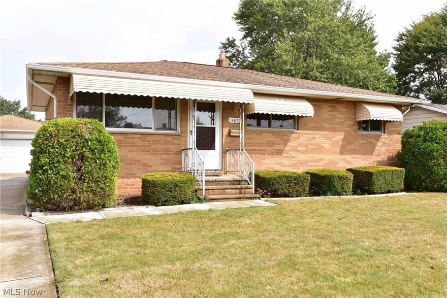 Beautiful all brick three bedroom ranch on a great street in Brook Park. Kitchen and dining rooms have newer floors and all appliances stay.  Entertaining living room with hardwood floors. Updates include roof, windows, furnace, electric and glass block windows.  Finished recreation room with bar and full bath.
Separate workshop or storage area.  Screen in porch with cozy backyard. Don't miss this great home!