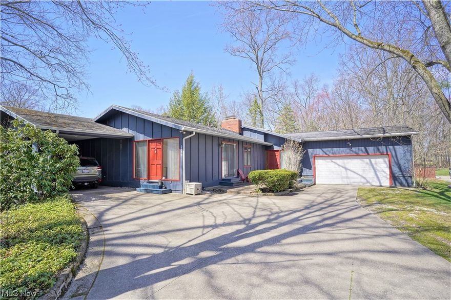 Wonderful opportunity to own this unique 2-unit on .6 acre. Back unit is incredible 2-bedroom "Bi-level" w/bedrooms loft-style overlooking 3-story great room  w/cathedral, beamed ceiling, skylights and block wall & fireplace. This level also has full bathroom which includes walk-in shower, jetted tub, & 2 sinks plus sliders to upper level deck & entrance to attached 2-car garage. Lower level has mid-century modern feeling w/open floor plan of living room, eat-in kitchen with double sink areas, sliders to sunken patio & backyard, breakfast bar & dining area w/lots of cabinets, pantry & storage areas. There's a 2nd full bathroom, laundry area & more storage. There is a locked door that could connect to other unit in the laundry area. Front unit is well-kept, 2-bedroom Ranch w/large living room w/sliders to side deck, eating area w/sliders to another side deck, front foyer area, full bathroom, & a possible 3rd bedroom in finished room in the basement besides the laundry/storage area. Ther