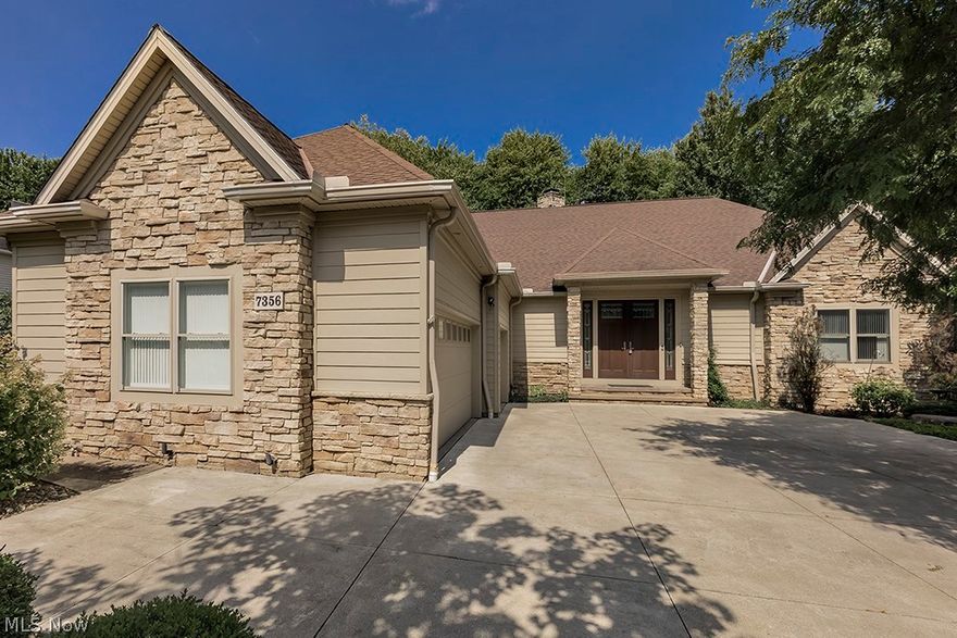 Pristine, custom ranch with high end finishes and fabulous spaces! Three bedrooms and 3 1/2 baths on first floor, with a 4th bedroom (with egress window) and full bath in lower level. All bedrooms have attached full baths. First floor master suite overlooks the backyard which is wooded and very private. It has a magnificent bathroom with stall shower, whirlpool tub and 2 walk in closets. The great room and kitchen share a two way fireplace which adds charm to both sides and double height ceilings! The kitchen is gorgeous with maple cabinets, center island, loads of storage and all kitchen appliances. Gleaming and unblemished Brazilian cherry hardwood flooring in kitchen and dining room (which has sliders to the private backyard), Pella windows, Pella front door, and Pella sliders to back yard. The eat in kitchen leads to a warm and private 4 season sunroom and wonderful composite floored porch enclosed with 'phantom' screens! The lower level is finished with the 4th bedroom suite, carpeted rec room with fireplace and a private office. Loads of storage in the basement with 2 furnaces and a tankless hot water system. Whole house generator! So convenient, the 3 1/2 car garage has its own back garage door for a golf cart, mower or other storage items. Solon is home to award winning public schools!