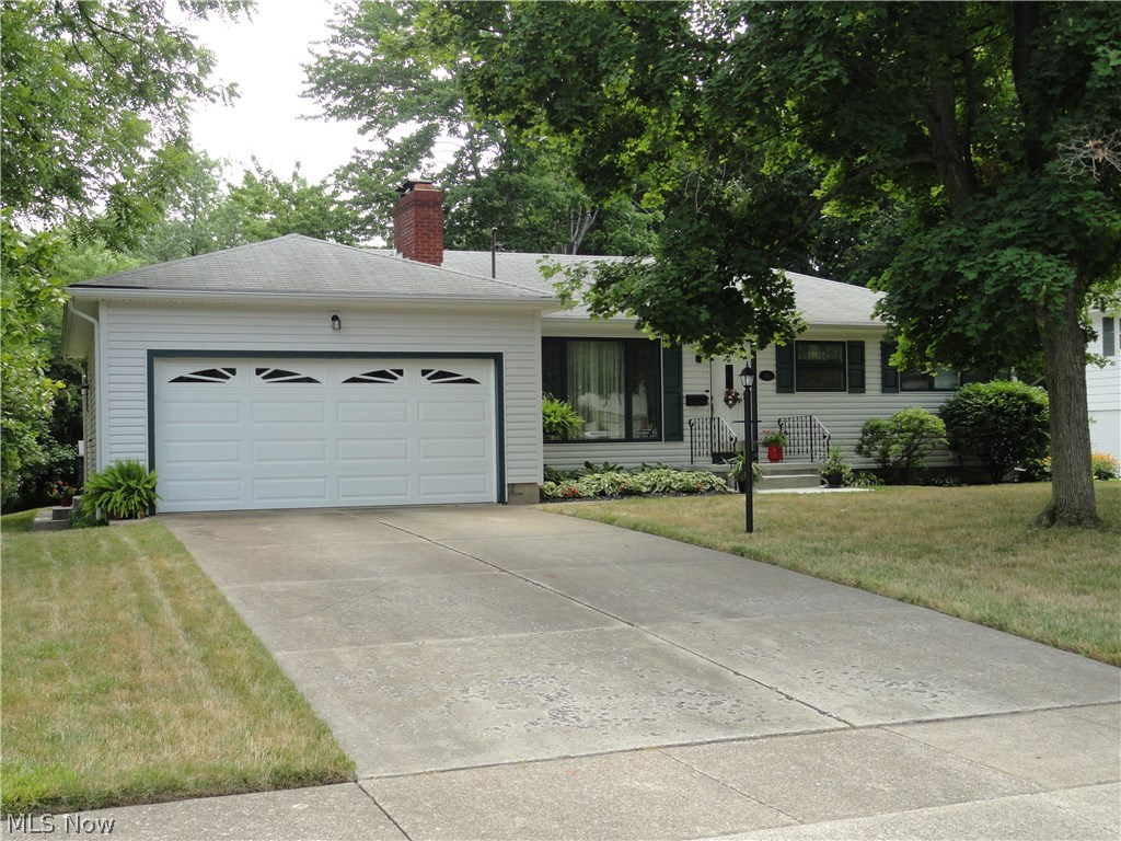 Sharp ranch in excellent condition and desirable location. Nice open floor plan with beautiful hardwood floors throughout.Formal living room with gas fireplace, formal dining, eat in kitchen with sliders to deck porch overlooking spacious backyard. Nicely finished rec room with 2nd fireplace and 4th bedroom or office plus 2nd full bath. Updates since '04 include windows, doors, roof, furnace,bathroom, kitchen and appliances. Impressive and appealing!