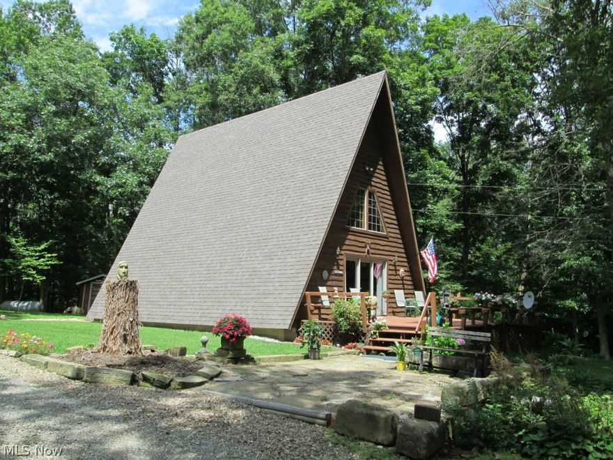 Beautiful A- Frame located  in Noble county.  5 Acres wooded with nice landscaping.  2 Bedroom, 1 1/2 bath. All remodeled.  A must see!