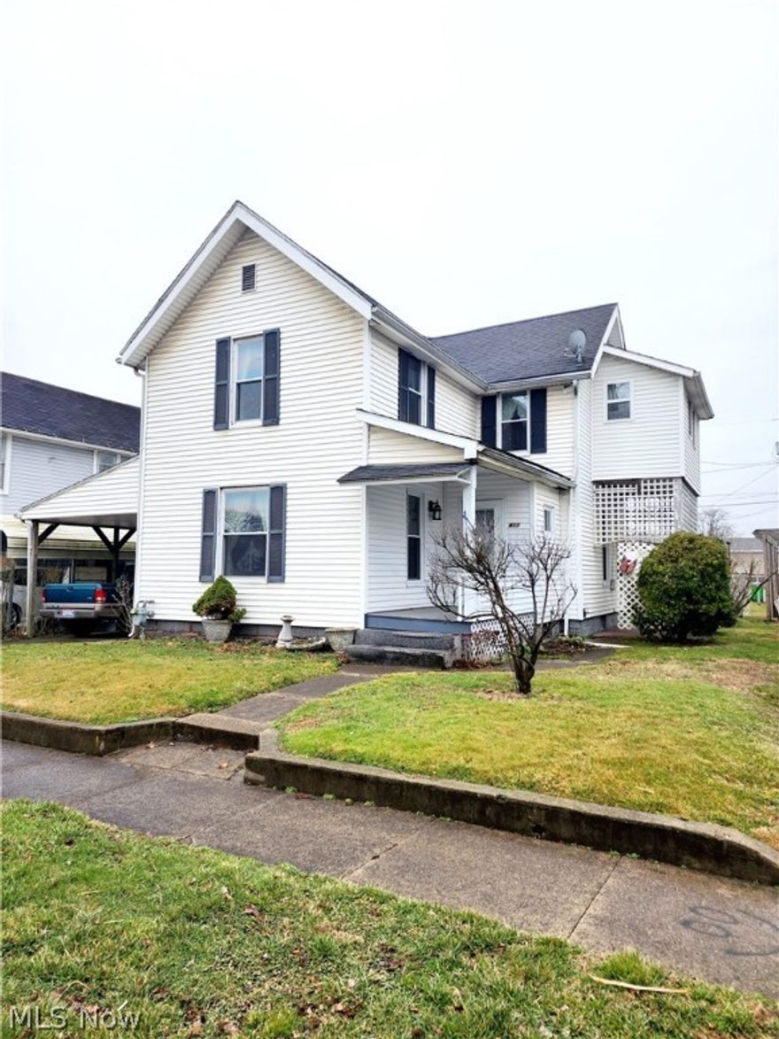 Take time to view this clean, well-kept 3 bedroom, 2 bath country style home with a 26x20 detached garage (with electric!) located in Coshocton City School District. This home has fantastic curb appeal and is sizeable with plenty of room to stretch out and relax. This property boasts plenty of updates within the past 13 years of large ticket items totaling $20,000+ throughout the home including, but not limited to, new roof, new windows, water heater, blown-in insulation, new garage door and bringing the laundry facility to the first floor. Square footage is almost 2,000 square feet following the family room addition, etc. All kitchen & laundry appliances (microwave, stove, refrigerator, washer & dryer) will convey to new owner at closing, but have no warranty or guarantee provided by the seller. This home has a first floor bedroom, first floor full bath, first floor laundry, a formal living room as well as a welcoming family room. The family room has a wood burner for supplemental hea