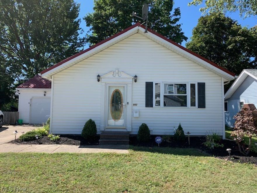 Attractive ranch design with vinyl sided exterior and metal roof. Rear yard is defined with privacy fencing and newer storage shed. Vaulted ceiling in the living room w/exposed beam, skylight and ceiling fan; large kitchen w/skylight and dinette area; bedroom #1 includes a full bathroom; two additional bedrooms and second full bathroom completes the first floor. New carpet in bedrooms and hallway. Newer, pull- down stairwell accessing valuable attic, storage space. Full basement with laundry area, storage space and great finish potential; radon mitigation system; glass block windows; newer HVAC components; washer & dryer included. Attached garage is freshly painted - nice shelving, hooks, man door to rear yard and automatic opener. Some new screens, hose bib on driveway side, GFCI outlet in front, newer soft close toilets, ADT security system, range/microwave and fridge in garage will stay. Energy efficient with utility billing history on file. Home warranty proactively provided by sel