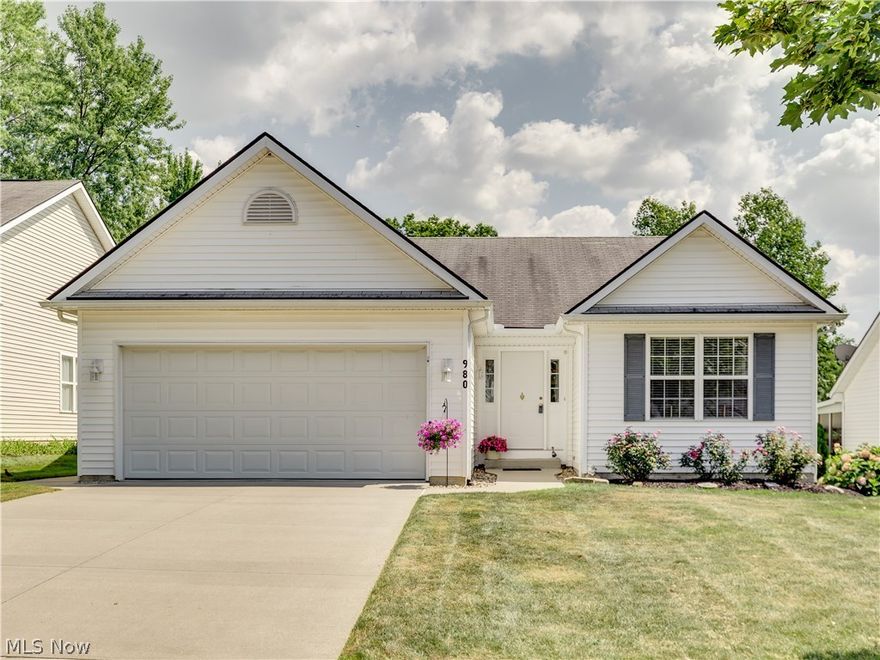 A perfect one owner ranch that has been meticulously cared for by its snowbird owners.  Greeted by a bright and airy floor plan, you know from the beginning that this home is an unbelievable find.  Allowing for incredible entertaining, the spacious great room features vaulted ceilings and is open to the kitchen and eating area. The kitchen, featuring Merrilat cabinetry with pull outs and extra wide drawers, all appliances including a 1 year old fridge, large pantry, lots of countertop space and a breakfast bar, would please any cook.  The eating area also boasts vaulted ceilings and has a sliding door that over looks a patio and private back yard.  The convenient first floor laundry is complete with a stationary tub and includes the washer an dryer. The generously sized master bedroom offers an en-suite bath with a garden tub, separate shower and a walk in closet.  Two other nicely sized bedrooms and an additional full bath completes the first floor. There is plenty of room for storage