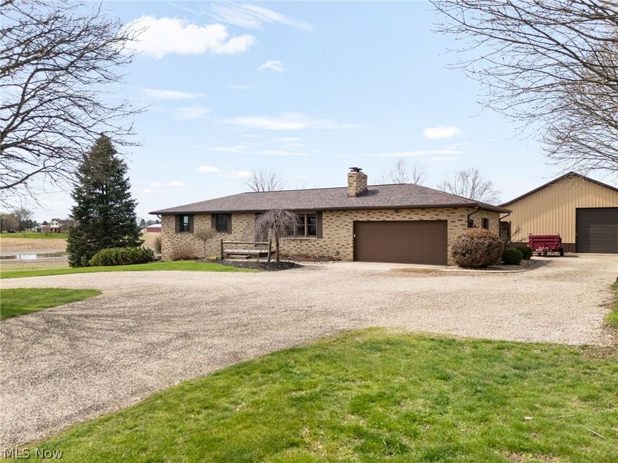 Charming and well-maintained brick ranch set on over an acre, offering a comfortable blend of space, functionality, and peaceful surroundings. The property provides a welcoming setting with open views and a quiet atmosphere, creating a place that feels both relaxing and easy to enjoy day to day.

Inside, the home features a warm and inviting layout with a comfortable living area, dining space, and kitchen designed for both everyday living and gathering. The finished lower level adds approximately 900 square feet of additional living space, offering flexibility for a recreation room, workspace, or additional area to unwind.

A standout feature of the property is the 42ftx48ft pole building, which includes a 12ftx24ft finished area and a full bathroom. This space offers a variety of possibilities, whether used for hobbies, storage, projects, or additional entertaining space.

The exterior showcases a well-kept lot with a spacious driveway and room to enjoy the outdoors. The open setting and surrounding views create a peaceful backdrop, making it easy to relax and take in the space.

This property offers a unique opportunity to enjoy both comfortable living and added versatility, all in a setting that feels welcoming while still being conveniently located to nearby amenities.