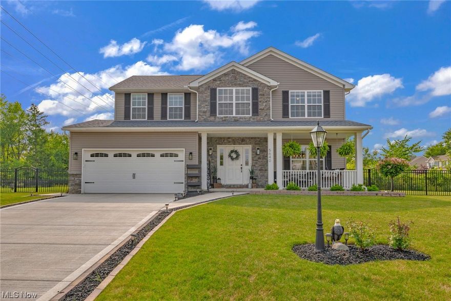 Welcome to 5640 Ryan Rd! Newly built 3 bed, 2.5 bath colonial home in the desirable Medina CSD. Step inside to discover an inviting open concept design that enhances the spaciousness and flow of the home. The double story living room offers a floor to ceiling stone fireplace, creating a warm and cozy atmosphere. The large kitchen is a chef's dream, complete with stainless steel appliances, a practical island for added workspace, and ample storage to keep your culinary essentials organized. The nearby first floor laundry adds convenience to your daily routine. Moving upstairs, you'll find three bedrooms, offering comfort and tranquility after a long day. The master bedroom features an en-suite + walk-in closet. The additional full bath serves the other bedrooms. The unfinished basement provides endless potential to customize your dream living space. Step outside in to your own private oasis, the backyard is truly a haven for relaxation and entertainment, with a substantial concrete pati