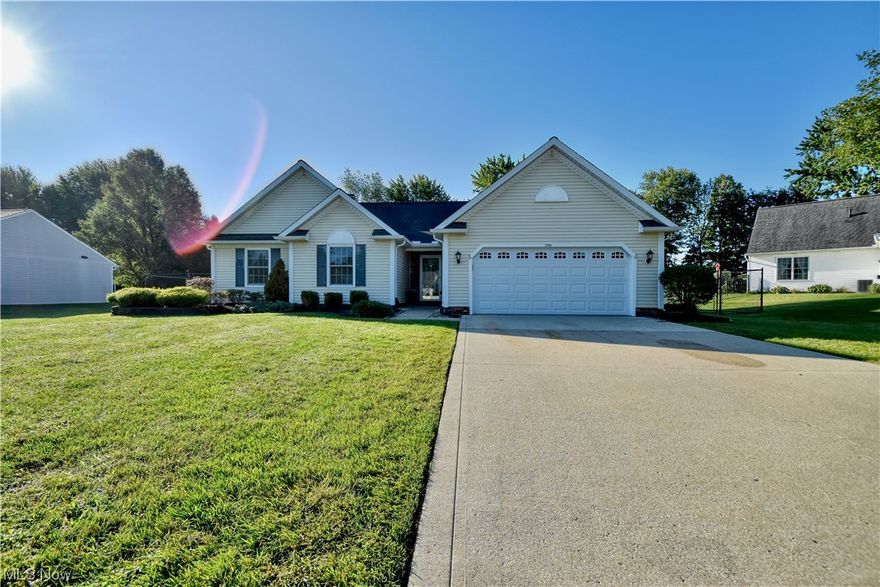 Well maintained 3 bedroom, 2 bath ranch located on half acre in one of Mentor's most desirable locations.  Vaulted ceilings and open floor plan.  Huge eat in kitchen with large island, pantry, and plenty of counter space.  Great room includes a beautiful gas fireplace and sliding door which leads to concrete and brick patio covered by pergola.  Beautiful spacious master suite with sitting room, gas fireplace, large walk in closet, private bath and sliding door to covered patio.  Two additional bedrooms and another full bath complete the main floor.  Both bathrooms have ceramic tile and newer vanities.  Shed in back yard for additional storage.  Great location, close to restaurants and shopping.
