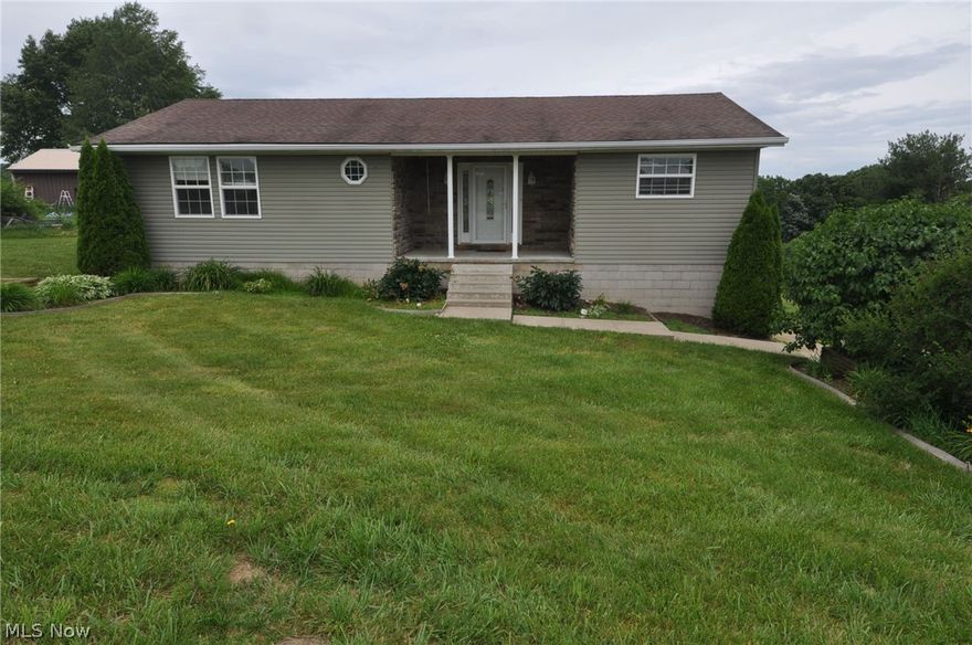 Nice country setting, but not too far out, for this two bedroom, two bath home built in 2008.  Located in Franklin School District, this home offers nice size living room, dining room with slider to rear decks and above ground pool, beautiful kitchen with Hickory cabinets with pantry, and slide out shelves, range top, double ovens, refrigerator and microwave,.  Two bedrooms including master bed and bath, plus nice size hall bathroom with laundry hookup on the first floor.  Above ground pool with tiered decks and situated on 1.4 acres.  Soil and water conservation assessment $6/year.  Subject to Township Restrictions.